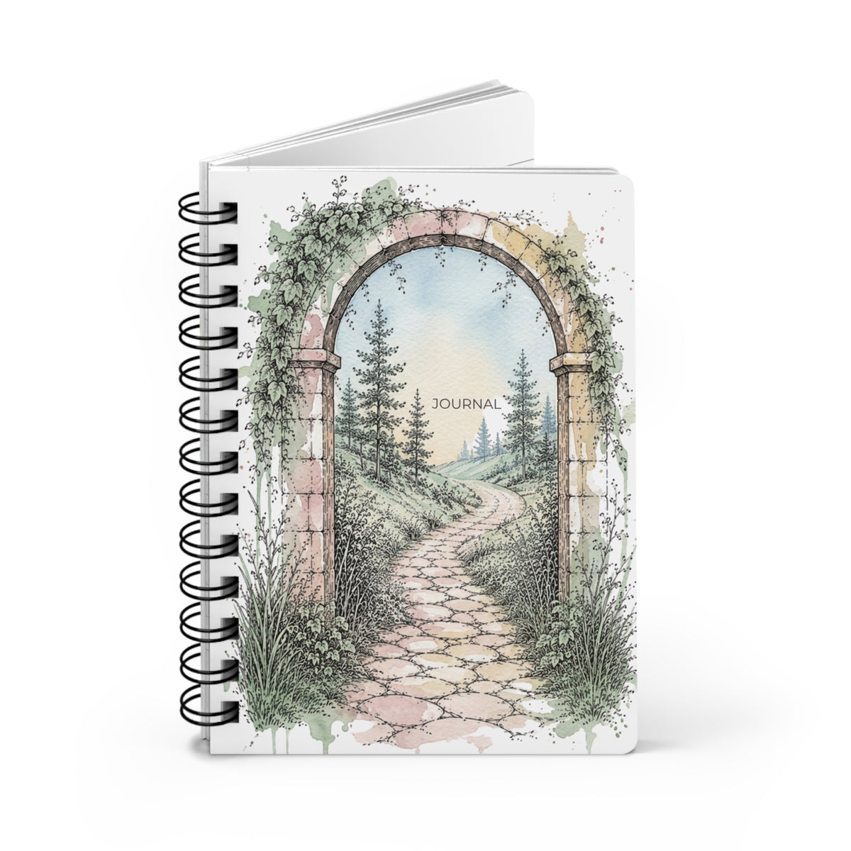 The Path Beyond Spiral Bound Journal | Botanical Watercolor Lined Notebook