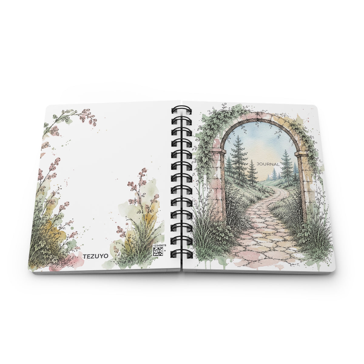 The Path Beyond Spiral Bound Journal | Botanical Watercolor Lined Notebook