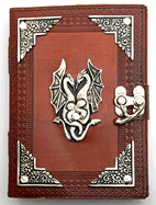 Leather Embossed Double Dragon Journal with Metal Dragon and Corners